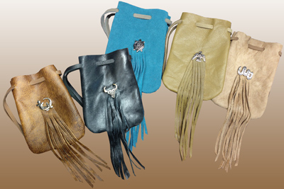 Medium LEATHER Pouch With Fringe- Closeout Assorted only