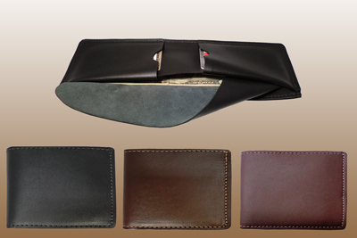 Bi-Fold Leather WALLET with hidden money divider