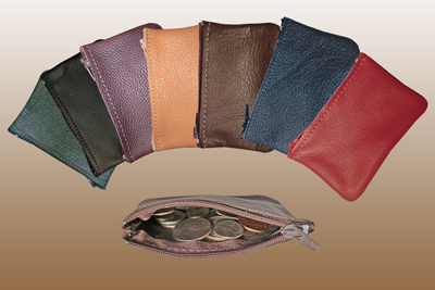 Small Leather Zipper Change Purse