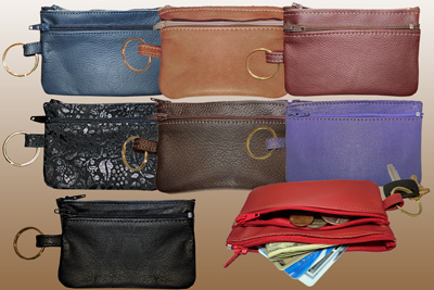 Leather Zipper Key Pouch SECONDS