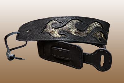 Rattlesnakeskin Flame LeaTHEr Guitar Strap