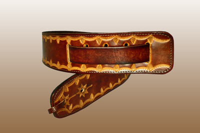 LEATHER Guitar Strap Hand tooled and Dyed