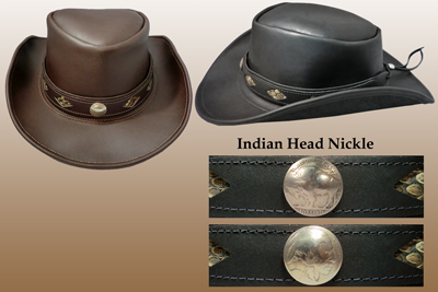 Leather Outback Hat with Snakeskin Band