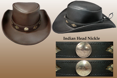 LEATHER Outback Hat with Snakeskin Band