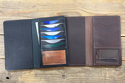 Top Stub Card Checkbook Cover With Leather Pockets