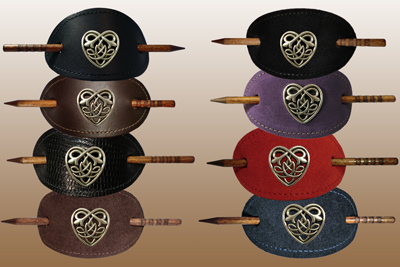 Celtic Heart Concho LEATHER Hair Barrette