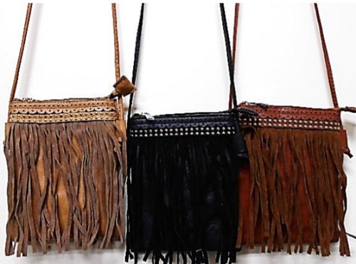 Small LEATHER bag with Tassels