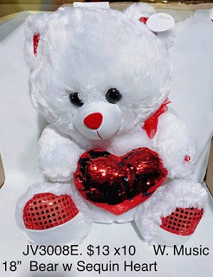 18'' MUSIC Bear with Sequin Heart
