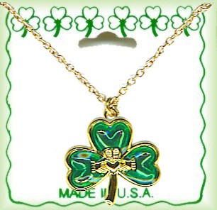 Irish Claddagh IN Shamrock 18 INch Necklace