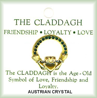 Irish Claddagh Austrian Crystal Lapel PIN