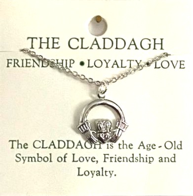 Irish Claddagh 18 INch Necklace IN Silver Plate