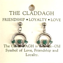 Irish Claddagh DANGLE Pierced Earrings in Silver Plate