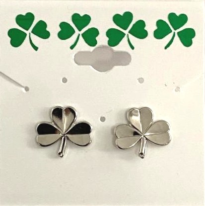 Irish Shamrock Pierced EARRINGS in Silver Plate