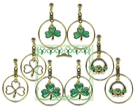 Irish Eternity Shamrock & Claddagh Pierced Earrings Assortment