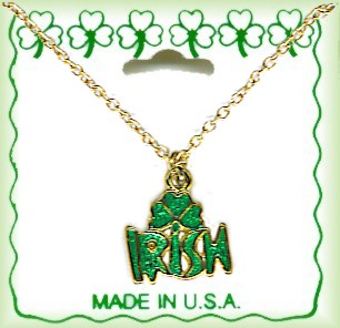 Irish NECKLACE With IRISH Script & Shamrock