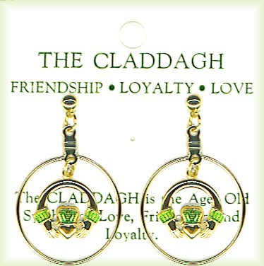 Irish Eternity Claddagh Pierced Drop Earrings