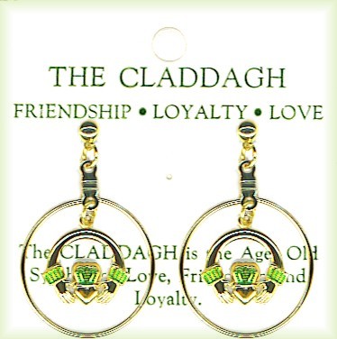 Irish Eternity Claddagh Pierced Drop EARRINGS