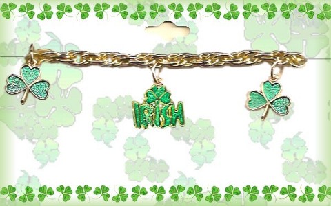 Irish Shamrock & Script Charm Bracelet