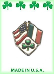 Irish & USA FLAG With Shamrock Lapel Pin