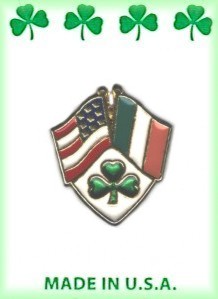 Irish & USA Flag With Shamrock Lapel PIN