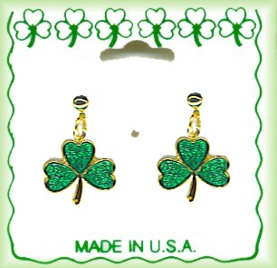 Irish Shamrock Dangle Pierced EarrINgs