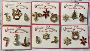 Christmas 3 on 1 Card Trio Crystal PIN Assortment