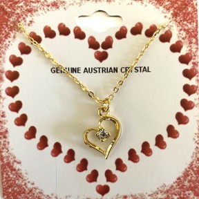 Heart With Crystal Stone 18 Inch NECKLACE