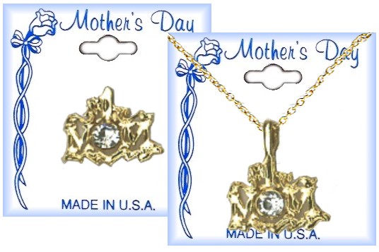 Mom Crystal / GOLD Neck & Pin