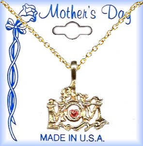 Mom 18 Inch Necklace With Red Heart