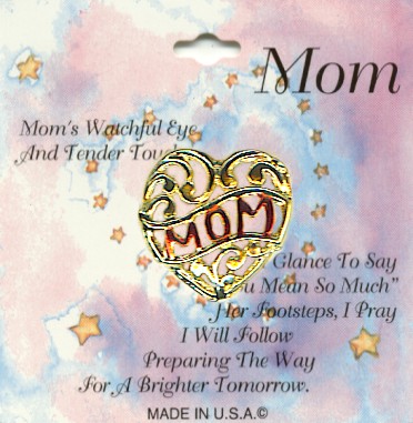 Mother's Day MOM Script Heart Eternity Lapel PIN