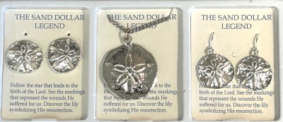 Sand Dollar Necklace & Pierced EARRING Assortment Silver Plated