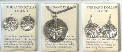 Sand Dollar Necklace & Pierced EarrINg Assortment Silver Plated