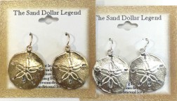 Sand Dollar DANGLE Earrings Gold & Silver Plated