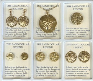 Sand Dollar Pin, Necklace, & Pierced Earring Assortment