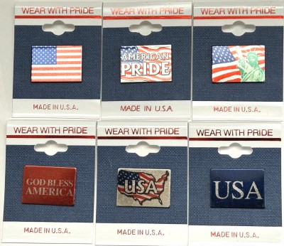 USA Flag Lapel Pins Assortment Silver Plate