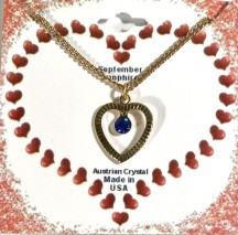 BIRTHSTONE Heart Charm Necklace Assortment 18''