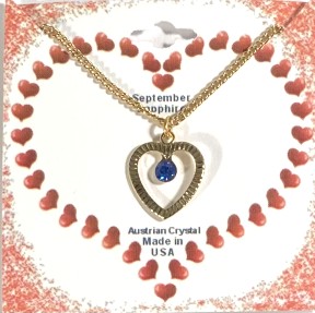 Birthstone Heart Charm NECKLACE Assortment 18''