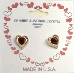 VALENTINE's Day Crystal Red Heart Pierced Earrings