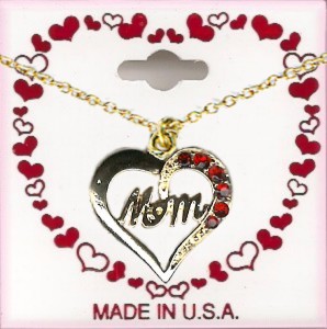 Mom / Mother's Day Heart NECKLACE 6 Austrian Crystal Stones