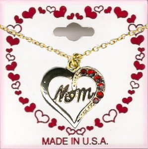 Mom / Mother's Day Heart Necklace 6 Austrian Crystal Stones