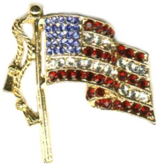 American FLAG Austrian Crystal  Pin