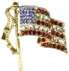 American Flag Austrian Crystal  PIN