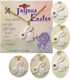 Easter Bunny Necklace Assorted Crystal Stones