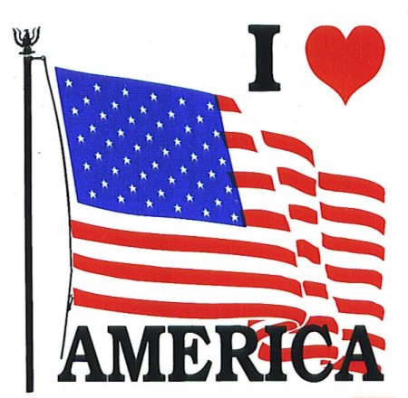 USA I Love America Vinyl Auto Window / Bumper DECALs