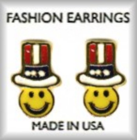 Uncle Sam Smiley Face Earrings