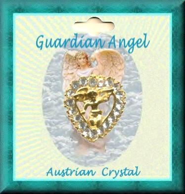 Guardian Angel Austrian Crystal Eternity Heart Pin