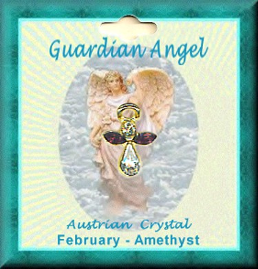 Guardian Angel BIRTHSTONE Pin With 4 Austrian Crystals