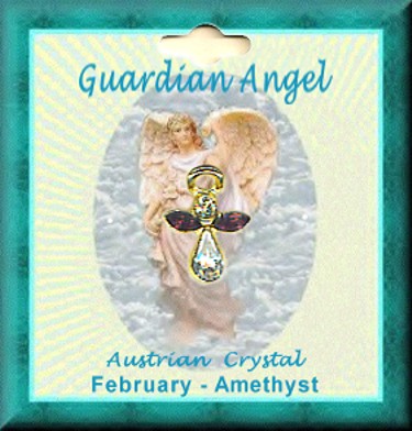 Guardian Angel Birthstone PIN With 4 Austrian Crystals