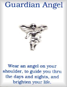 Guardian ANGEL Lapel PIN Sterling Silver Plate