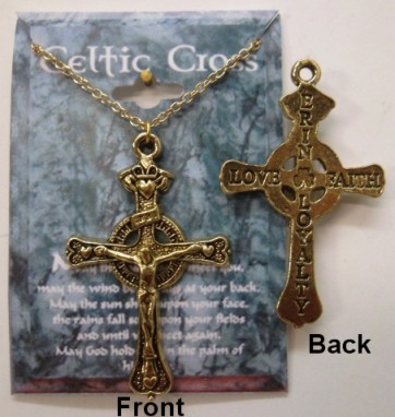 Irish Celtic Cross Necklace 2 Sided